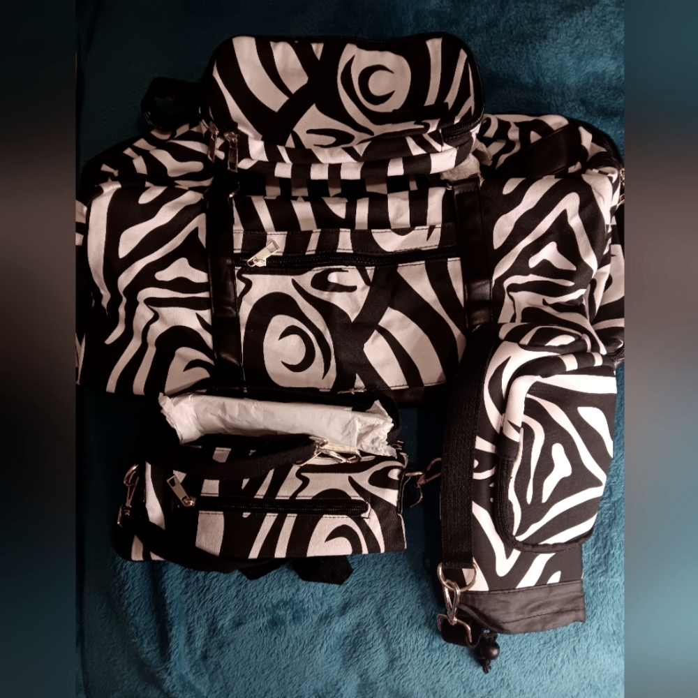NWOT Travel Bag (Zebra Material) with Accessories